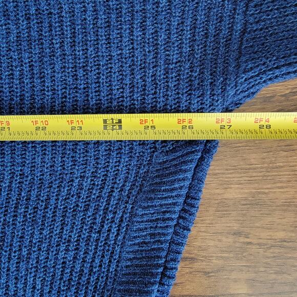 Express Blue Tunic Sweater Y2K Women L Shaker Knit 3/4 Sleeve Preppy Office Work - Picture 5 of 7